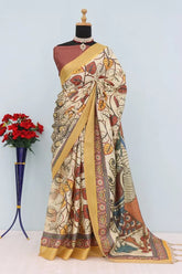 Mysore Silk Digital Print MultiColour Saree With Unstiched Blouse Piece-MPHMS-13-MULTI